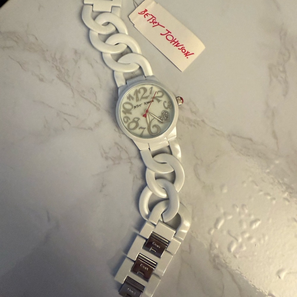 Betsey Johnson New White Heart Watch with brand new battery